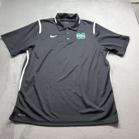 Nike Dri-Fit Performance Polo Marshall Softball Logo Black Shirt Men Sz XL - Picture 1 of 11